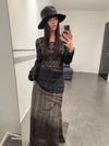 SWAYING 25 Fall/Winter Collection: Woolen A-line Skirt with Tie-Up Detail and Gradient Design SW-SW25AW3B08C2S2-HUIZONG (Gray-Brown)